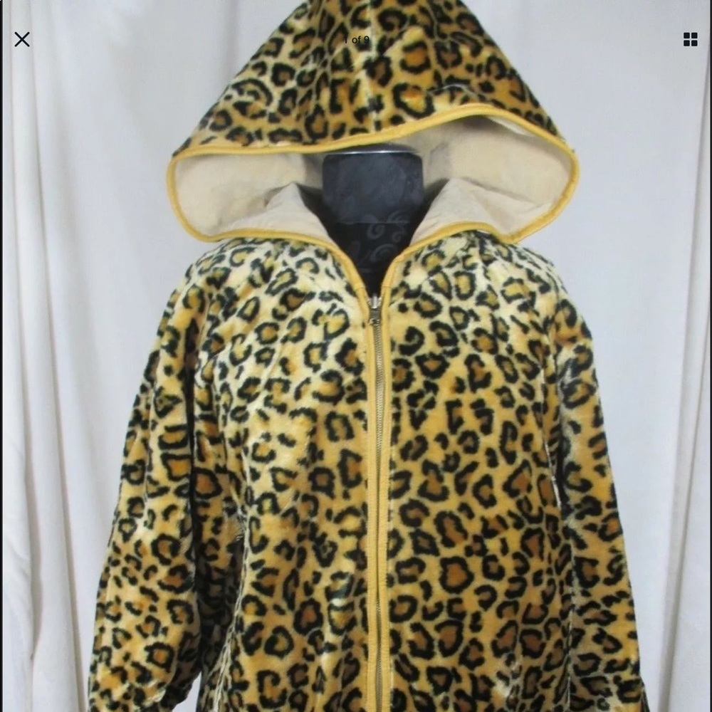 Comint Coat Cheetah Split Leather Hooded #EL10